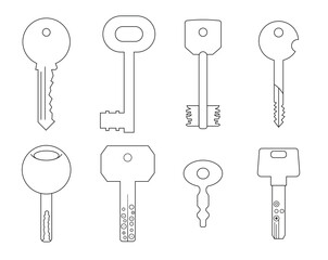 Set of Key icons editable stroke 