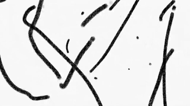 Abstract Scribble Art: Dynamic Lines, Shapes, and Visual Texture,  frame by frame stop motion animation on a white and black background, perfect for motion graphics, comics, or energetic
