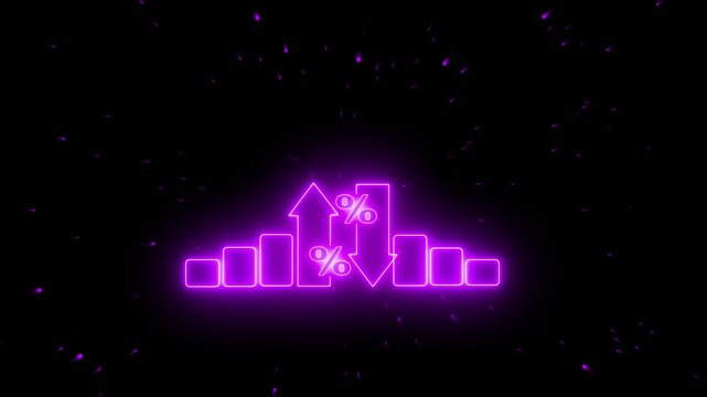 Quality control and company cost reduction. Cost and quality control concept. Successful organization strategy and management. Percentage icon of quality  cost with down arrow. 4k render video.