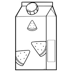 watermelon juice box ready to drink illustration hand drawn outline vector