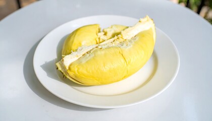 Durian halves on a plate