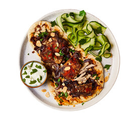 mushakhan with cucumber and parsley salad