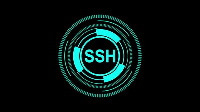Futuristic SSH Interface with Secure Remote Access Elements in 4K