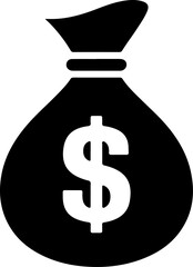 Dollar Money Bag Silhouette Vector Art