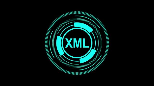 Futuristic XML Interface with Structured Data Elements in 4K