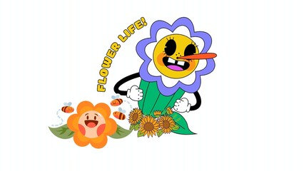 whimsical summer character in a retro style