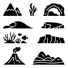 Fototapeta premium Icon Grid Showcase Solid Vector Icons Collection
