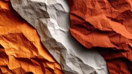 Abstract image of crumpled paper in shades of orange, white, and brown