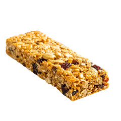   Delicious granola bar with oats, nuts, and dried fruit 