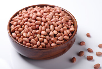 Indian food called groundnut isolated on white background 