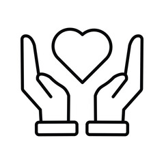 Hands Holding Heart Icon – caring design symbolizing love, protection, and support