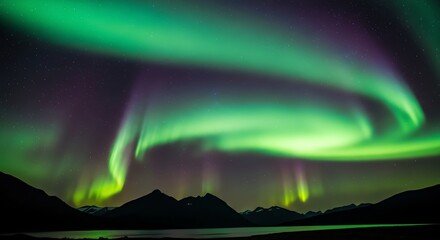 Stunning Northern Lights Over Mountains for Travel Promotion