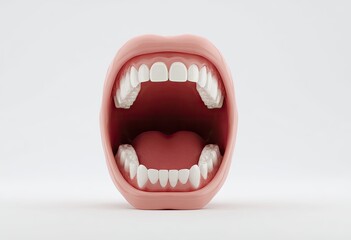 Naklejka premium 3D model of an open mouth with teeth