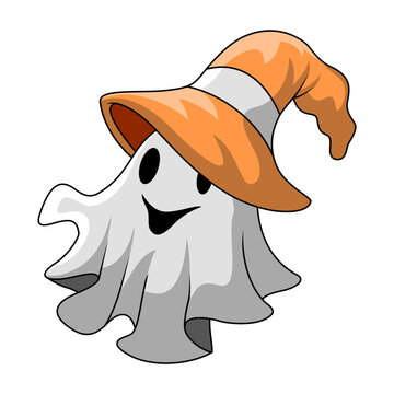 Ghost cartoon with magician hat