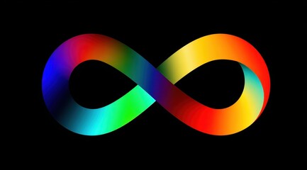 Colorful Infinity Symbol with Gradient Effect on Black Background for Design