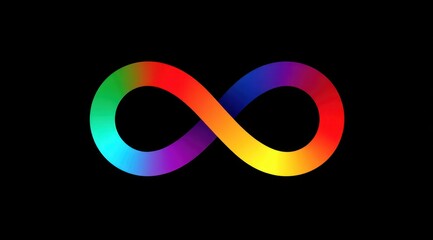 Colorful Infinity Symbol with Gradient Effect on Black Background