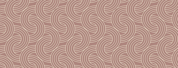 Brown background with wavy, beige line patterns. The background has a smooth, texture with a modern, abstract style. Brown repeats. Vector. Art deco pattern background. Brown background vector.
