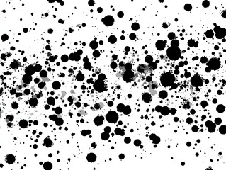 Abstract black and gray ink blots on white background