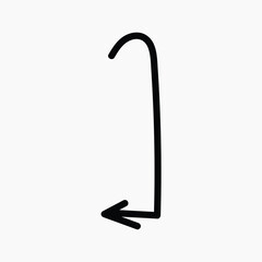 Curved arrow pointing downward illustration vector