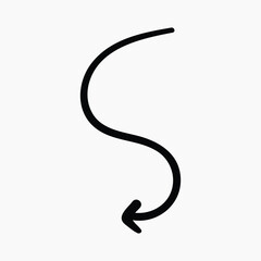 Curved arrow pointing downward illustration vector