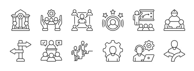 Supervision icon set. guidance, direction, authority, mentorship, leadership, control, supervision, coaching, influence, command, governance, stewardship vector icon collection. EPS 10