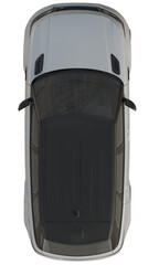 Fototapeta premium Silver Luxury Range Rover SUV from above- parking plan rendering