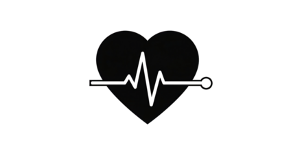 Heart rate pulse line icon for medical design isolated PNG with Transparent Background