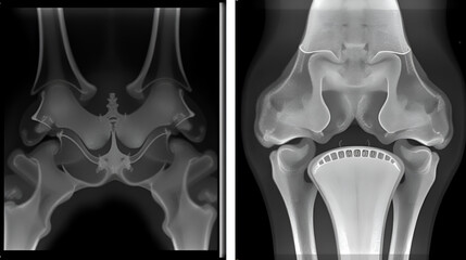 Plain X ray reveals bilateral Avascular necrosis (AVN) of the femoral head more in the left side, a type of aseptic osteonecrosis, which is caused disruption of the blood supply to the proximal femur