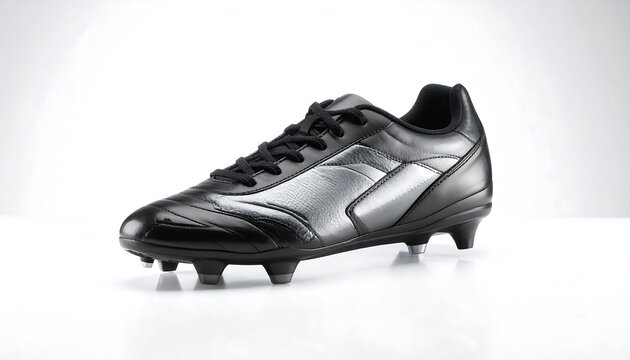 Black Soccer Cleats on White Background - Powered by Adobe