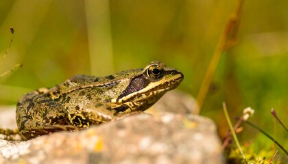 Obraz premium Close-up of a frog on a rock (1)