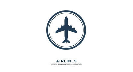 Fototapeta premium Airplane symbol with the word AIRLINES isolated PNG with Transparent Background