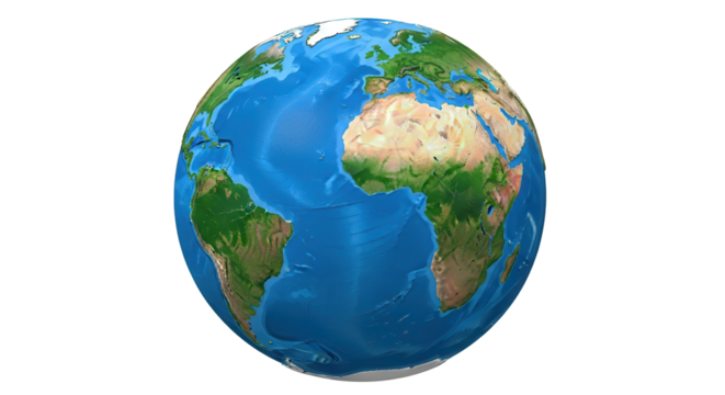 Earth globe showing Africa and Europe continents isolated PNG with Transparent Background