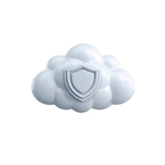 3D Render of Cloud with Shield - Secure Cloud Computing Concept