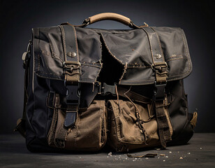 Fototapeta premium Simple and stylish dark gray backpack with a modern design and clean lines.