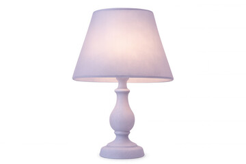 Obraz premium Turned on white table lamp illuminating with transparent background, perfect for interior design projects