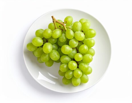 fresh red grapes or green grapes served in a white plate with an isolated white background - Powered by Adobe