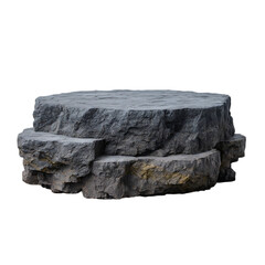 Rough stone platform for display isolated on transparent background