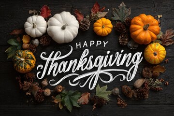 Happy Thanksgiving Pumpkins and Leaves