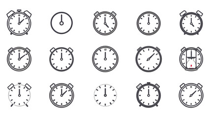 Time icon set. Timer, alarm, schedule, hourglass, clock icons. Solid icon collection.