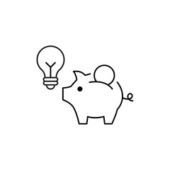 Piggy bank with a light bulb saving ideas
