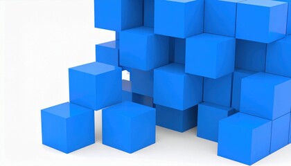 A collection of blue geometric cubes arranged in a 3D structure, creating a visually appealing and modern design element.