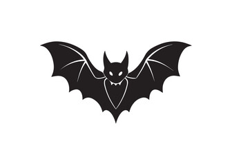 Obraz premium Black Silhouette Flying Bat Halloween Vector Image Illustration on White Background.