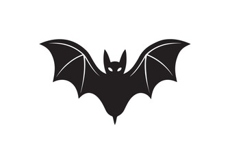 Fototapeta premium Black Silhouette Flying Bat Halloween Vector Image Illustration on White Background.
