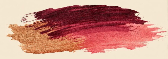 Abstract paint stroke in shades of burgundy, rose, and gold