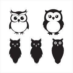 Black white silhouette owl ainimal design 4