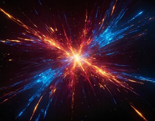 Fototapeta premium Exploding Crystal Formation with Fiery Red and Blue Light Burst