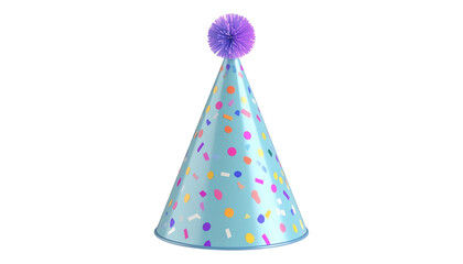3D Decorated Party Cone Hat with Pom Poms and Confetti