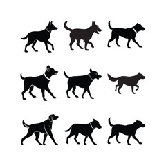 Black white silhouette dog animals logos icons