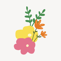 Colorful doodle flowers illustration vector