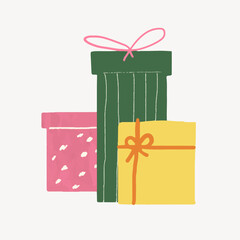 Colorful gift boxes doodle illustration vector